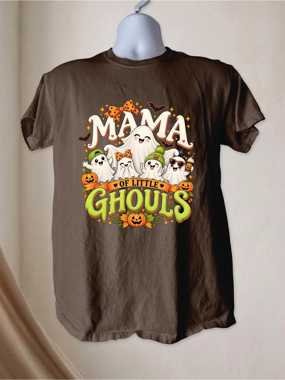 Gildan Brown 'Mama of Little Ghouls' Halloween Tee